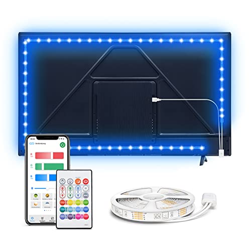 MYPLUS Led TV Hintergrundbeleuchtung, 2.5M USB Led Beleuchtung mit Fernbedienung Und DIY Farbwechsel RGB LED Streifen für 32-49 Zoll HDTV,TV,PC Bildschirm von MYPLUS