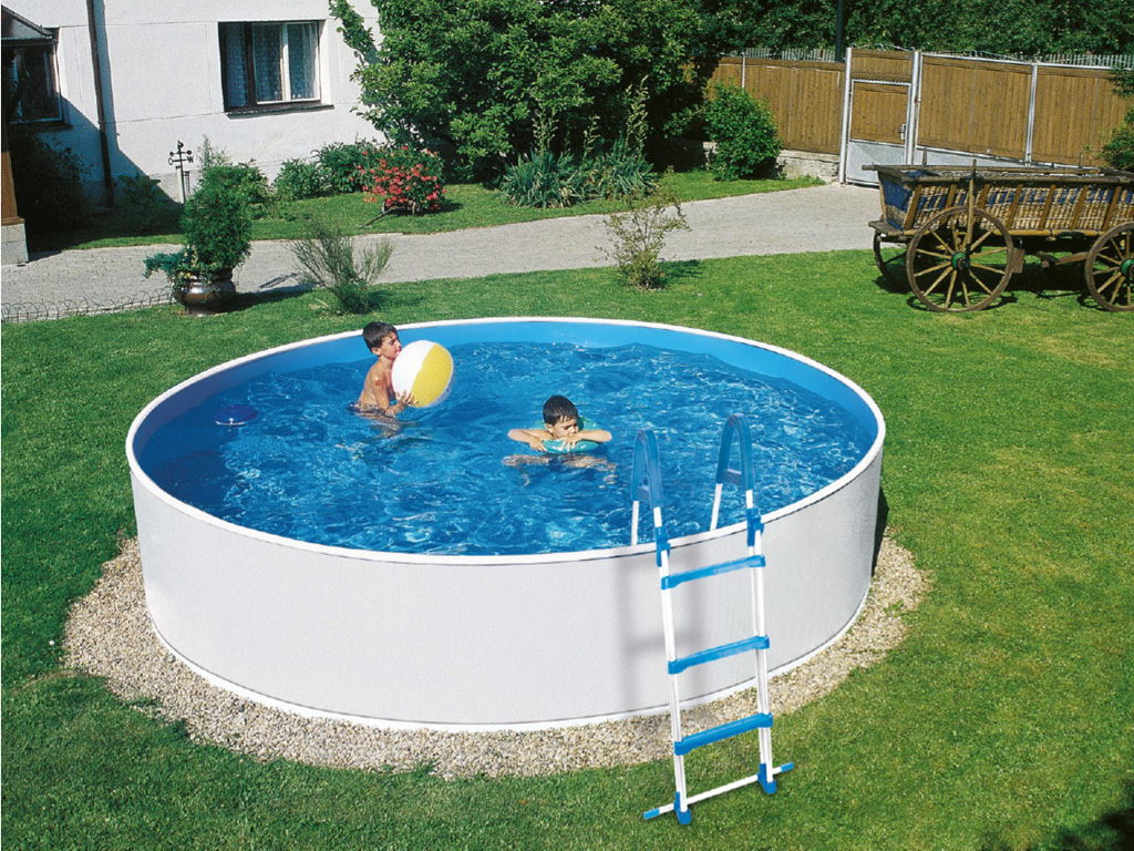 MYPOOL MY-Poolset Splash Weiß Rund  - 355x355x90 cm, mit Leiter und Filter von MYPOOL