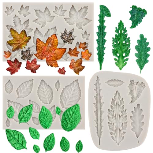 MYPRACS 3 Stück Blatt Silikonform Ahornblatt Fondantformen Rosenblatt Farnblätter Form zum Dekorieren von Kuchen Cupcake Topper Zuckerhandwerk Gummipaste Süßigkeiten Schokolade Polymer Ton MYPRACS 3 Stück Blatt Silikonform Ahornblatt Fondantformen Rosenblatt Farnblätter Form zum Dekorieren von Kuchen Cupcake Topper Zuckerhandwerk Gummipaste Süßigkeiten Schokolade Polymer Ton von MYPRACS