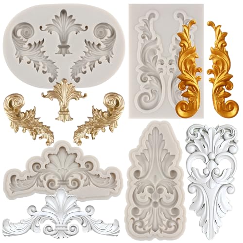 MYPRACS 4 Stück Barock Stil Schnörkel Spitze Silikonform Relief Blumenspitze Fondant Formen Kuchenrand Dekoration Cupcake Topper Polymer Ton Gummipaste Schokolade Süßigkeiten MYPRACS 4 Stück Barock Stil Schnörkel Spitze Silikonform Relief Blumenspitze Fondant Formen Kuchenrand Dekoration Cupcake Topper Polymer Ton Gummipaste Schokolade Süßigkeiten von MYPRACS