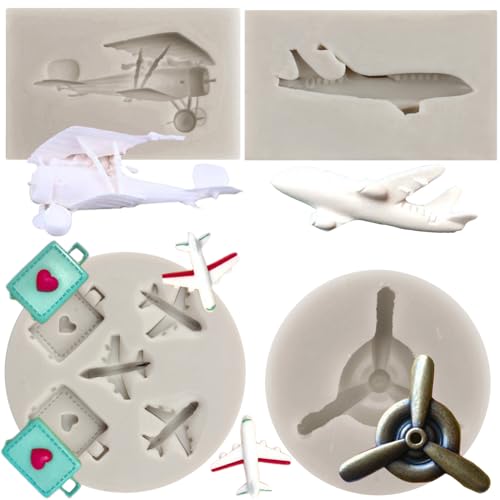 MYPRACS 4 Stück Flugzeug Silikonform Flugzeug Propeller Fondantform zum Dekorieren von Kuchen Schokolade Süßigkeiten Ton Gummipaste von MYPRACS