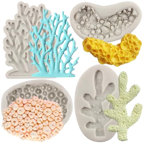 MYPRACS 4 Stück Meereskorallen Silikonformen Algen Fondantform für Schokolade Süßigkeiten Kuchen Dekoration Cupcake Topper Polymer Ton Gummipaste MYPRACS 4 Stück Meereskorallen Silikonformen Algen Fondantform für Schokolade Süßigkeiten Kuchen Dekoration Cupcake Topper Polymer Ton Gummipaste von MYPRACS