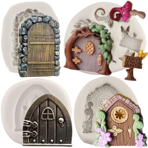 MYPRACS 4 Stück Verzauberter Vintage Feengarten Feenzwerg Haustür Silikon Fondantform zum Dekorieren von Kuchen Schokolade Süßigkeiten Ton Gummipaste MYPRACS 4 Stück Verzauberter Vintage Feengarten Feenzwerg Haustür Silikon Fondantform zum Dekorieren von Kuchen Schokolade Süßigkeiten Ton Gummipaste von MYPRACS