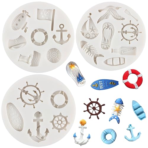 MYPRACS Anker Ruder Silikonform Strandthema Fondantform Segelboot Rettungsring Süßigkeitenform für Kuchen Dekorieren Cupcake Topper Schokolade Gummipaste Polymer Clay 3 Stück MYPRACS Anker Ruder Silikonform Strandthema Fondantform Segelboot Rettungsring Süßigkeitenform für Kuchen Dekorieren Cupcake Topper Schokolade Gummipaste Polymer Clay 3 Stück von MYPRACS