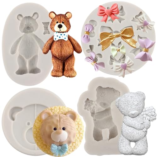MYPRACS Bär Silikon Backform Fondant Formen Teddybär Formen für Kuchen Dekorieren Cupcake Topper Süßigkeiten Schokolade Gummipaste 4 Stück MYPRACS Bär Silikon Backform Fondant Formen Teddybär Formen für Kuchen Dekorieren Cupcake Topper Süßigkeiten Schokolade Gummipaste 4 Stück von MYPRACS