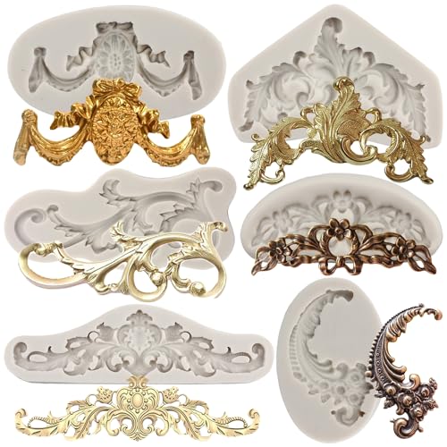 MYPRACS Barock Fondant Form Curlicues Scroll Lace Silikonformen Relief Blumenformen Filigrane Form für 3D Sculpted Kuchen Dekoration Cupcake Topper Schokolade Gummipaste Candy Polymer Clay 6 Stück MYPRACS Barock Fondant Form Curlicues Scroll Lace Silikonformen Relief Blumenformen Filigrane Form für 3D Sculpted Kuchen Dekoration Cupcake Topper Schokolade Gummipaste Candy Polymer Clay 6 Stück von MYPRACS