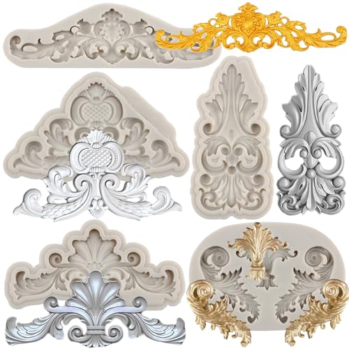 MYPRACS Barock Fondant Formen Curlicues Scroll Lace Silikonform Filigrane Form für Sculpted Flower Cake Border Dekoration Cupcake Topper Candy Chocolate Polymer Clay Gum Paste Set von 5 MYPRACS Barock Fondant Formen Curlicues Scroll Lace Silikonform Filigrane Form für Sculpted Flower Cake Border Dekoration Cupcake Topper Candy Chocolate Polymer Clay Gum Paste Set von 5 von MYPRACS