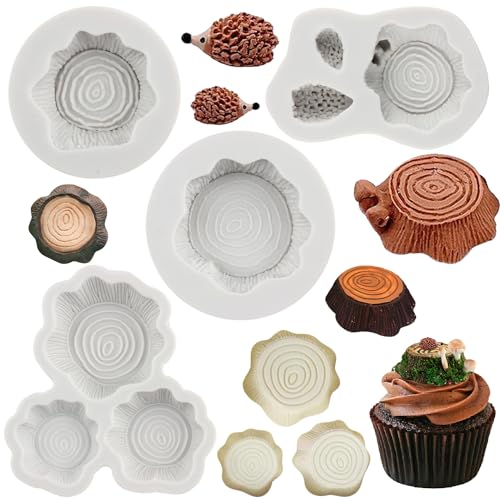 MYPRACS Baumstumpf-Kuchen-Fondant-Form Eichhörnchen-Silikonform Zum Dekorieren Von Kuchen Cupcake-Topper Schokolade Blütenpaste Polymer-Ton 4er-Set MYPRACS Baumstumpf-Kuchen-Fondant-Form Eichhörnchen-Silikonform Zum Dekorieren Von Kuchen Cupcake-Topper Schokolade Blütenpaste Polymer-Ton 4er-Set von MYPRACS