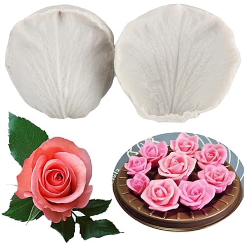 MYPRACS Gumpaste Blumen Silikon Vening Form Rose Veined Fondant Formen Rollfondant Formen Rollpaste Rosenblüten Formen zum Dekorieren von Kuchen Cupcake Topper Süßigkeiten Schokolade Gummipaste von MYPRACS