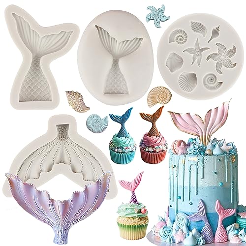 MYPRACS Kuchen-Fondant-Form Mit Meerjungfrauen-Motiv Meerjungfrauenschwanz Seestern Muschel Silikonform Zum Dekorieren Von Zuckerkuchen Cupcake-Topper Süßigkeiten Schokolade Blütenpaste Polymer-Ton MYPRACS Kuchen-Fondant-Form Mit Meerjungfrauen-Motiv Meerjungfrauenschwanz Seestern Muschel Silikonform Zum Dekorieren Von Zuckerkuchen Cupcake-Topper Süßigkeiten Schokolade Blütenpaste Polymer-Ton von MYPRACS