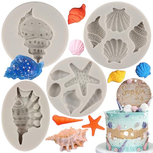 MYPRACS Marine Thema Fondant Silikonform Muschel Seestern Formen für Zucker Handwerk Kuchen dekorieren Cupcake Topper Polymer Ton Süßigkeiten Schokolade Kaugummi Paste Satz von 4 MYPRACS Marine Thema Fondant Silikonform Muschel Seestern Formen für Zucker Handwerk Kuchen dekorieren Cupcake Topper Polymer Ton Süßigkeiten Schokolade Kaugummi Paste Satz von 4 von MYPRACS