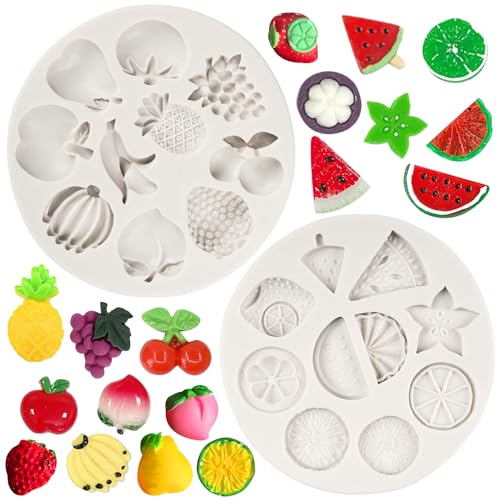 MYPRACS Obst Fondant Formen Wassermelone Zitrone Erdbeere Pfirsich Banane Weintraube Ananas Apfel Silikonform Für Kuchendekoration Topper Schokolade Süßigkeiten Polymer Ton Blütenpaste 2er Set MYPRACS Obst Fondant Formen Wassermelone Zitrone Erdbeere Pfirsich Banane Weintraube Ananas Apfel Silikonform Für Kuchendekoration Topper Schokolade Süßigkeiten Polymer Ton Blütenpaste 2er Set von MYPRACS