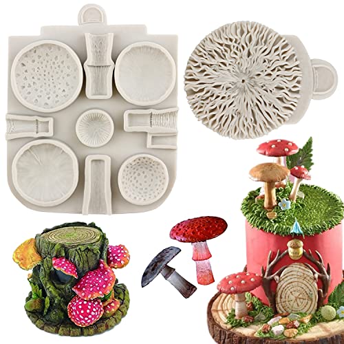 MYPRACS Pilz-Fondant-Silikonformen Pilz-Pralinen-Silikonformen Für Kuchendekoration Mit Alice-Im-Wunderland-Motiv Cupcake-Topper Blütenpaste Polymer-Ton 1er-Set von MYPRACS