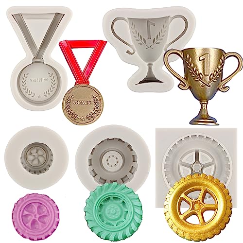 MYPRACS Rennauto Silikonform 3D Runde Reifen Fondant Form LKW Rad Silikonform Rennwagen Schokolade Süßigkeiten Form Trophäe Medaille Form für Kuchen Dekoration Cupcake Polymer Clay Gum Paste 5 Stück MYPRACS Rennauto Silikonform 3D Runde Reifen Fondant Form LKW Rad Silikonform Rennwagen Schokolade Süßigkeiten Form Trophäe Medaille Form für Kuchen Dekoration Cupcake Polymer Clay Gum Paste 5 Stück von MYPRACS