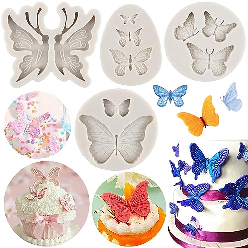 MYPRACS Schmetterling Silikonformen Schmetterling Fondant Kuchen Backform Silikon Schmetterling Schokoladenform für Zucker Kuchen Dekoration Cupcake Topper Candy Polymer Clay Gummipaste 4 Stück MYPRACS Schmetterling Silikonformen Schmetterling Fondant Kuchen Backform Silikon Schmetterling Schokoladenform für Zucker Kuchen Dekoration Cupcake Topper Candy Polymer Clay Gummipaste 4 Stück von MYPRACS