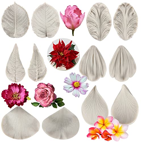 MYPRACS Silikonform für Blüten Aus Blütenpaste Geäderte Fondantform Form Für Pfingstrosenblüten Aus Blütenpaste Gänseblümchen Bonbonformen Zum Dekorieren Von Kuchen 6er Set von MYPRACS