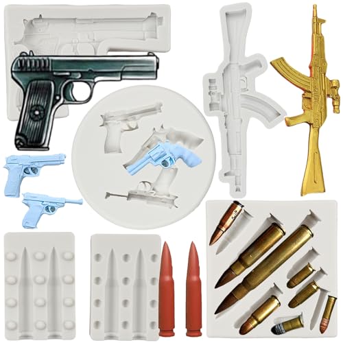 MYRACS Pistolen Silikonformen Pistolen Maschinengewehr Fondantform Kugel Silikonformen Zum Dekorieren Von Kuchen Cupcake Toppern Schokolade Süßigkeiten Polymer Ton Blütenpaste 5er Set MYRACS Pistolen Silikonformen Pistolen Maschinengewehr Fondantform Kugel Silikonformen Zum Dekorieren Von Kuchen Cupcake Toppern Schokolade Süßigkeiten Polymer Ton Blütenpaste 5er Set von MYPRACS