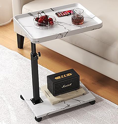 C-Form Beistelltisch, Kaffeetisch, Couchtisch, End Tabelle einstellbare Höhe mit 2-Tier-Regal, TV-Tablett Tisch, Laptop-Schreibtisch, für Wohnzimmer Schlafzimmer Nachttisch Pflege Sofa Lesen Studie Sn von MYRTFK