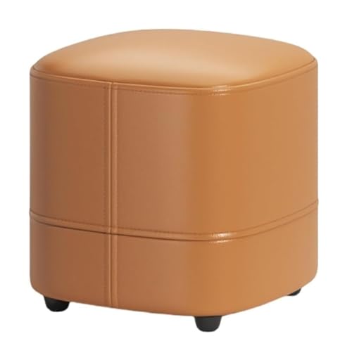 MYRTFK Sofahocker, Kleiner Fußhocker, Fußhocker mit hochelastischem Schwamm und Lederkissen, Schminkhocker mit Holzrahmen, einfacher Pouf-Ottomane für Wohnzimmer, Schlafzimmer, Eingangsbereich(Brown) von MYRTFK