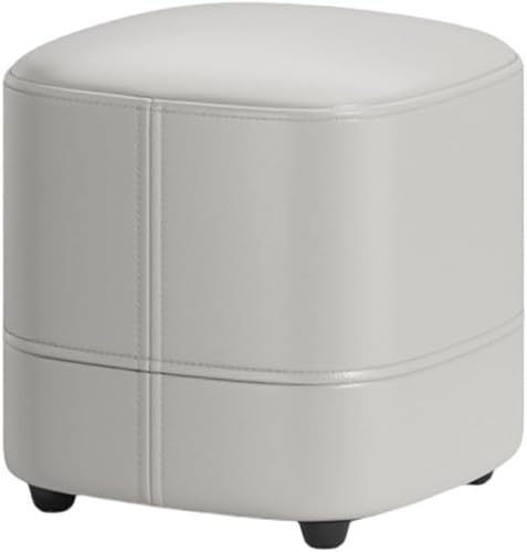 MYRTFK Sofahocker, Kleiner Fußhocker, Fußhocker mit hochelastischem Schwamm und Lederkissen, Schminkhocker mit Holzrahmen, einfacher Pouf-Ottomane für Wohnzimmer, Schlafzimmer, Eingangsbereich(Gray) von MYRTFK