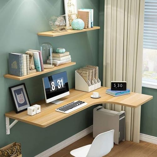 Wandmontierter Drop-Leaf-Tisch, Eck-Klappschreibtisch, Computertisch, schwebender Wandschreibtisch mit Ablageflächen, platzsparende Klappwerkbank für Zuhause, Esszimmer, Waschküche, Küche(Natural,120* von MYRTFK