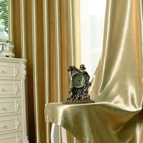 2 Paneele, kurze halbverdunkelnde goldene Vorhänge für Wohnzimmer, kurze geprägte Luxus-Vorhänge für Schlafzimmer (5 x 132 x 160 cm, Gold) von MYRU