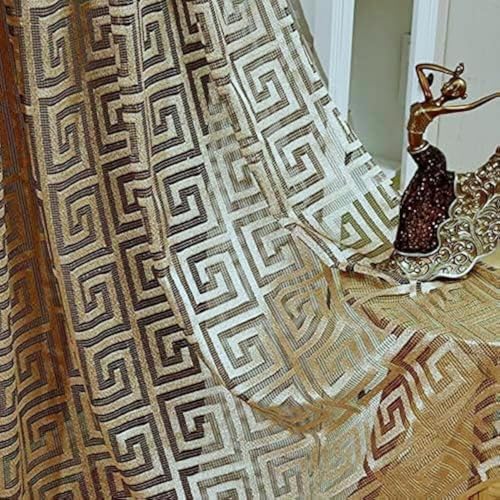 MYRU 1 Paar Schwarze und goldene Vorhänge für Wohnzimmer, luxuriöse Tüllvorhänge (Gold, 2 Paneele, 137 x 244 cm) von MYRU