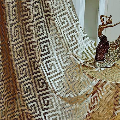 MYRU 1 Pari transparente Vorhänge für Wohnzimmer, luxuriöse Tüllvorhänge, goldfarben, 2 Paneele, 137 x 213 cm, Schwarz und Gold von MYRU