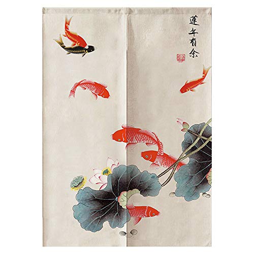 MYRU Japanischer Noren Türvorhang, Tapisserie, rote Fische, 84,9 x 150,9 cm von MYRU