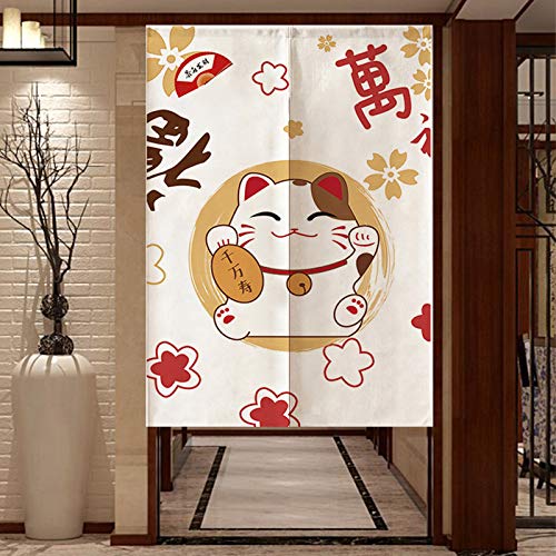 MYRU Lucky Cat Noren Japanischer Vorhang Noren Japanischer Vorhang Eingang (Glückskatze,84 x 150 cm) von MYRU
