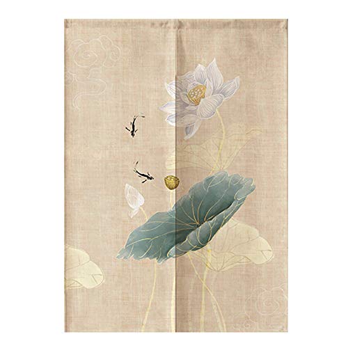 MYRU Wandteppich, Lotus-Muster, japanischer Noren, Schlafzimmer-Trennvorhang, Türvorhang 33 by 59 Inch Lotus-d von MYRU