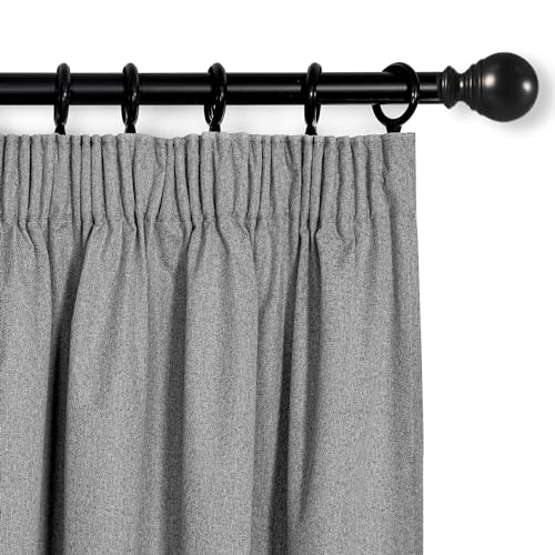 MYSKY HOME Gardinen Blickdichte Vorhänge Schlafzimmer Vorhang Kräuselband Kälteschutz Blackout Curtain Verdunkelung, H 175 x B 140 cm, Dunkelgrau, 2er Set von MYSKY HOME