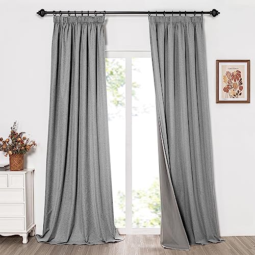 MYSKY HOME Gardinen Blickdichte Vorhänge Schlafzimmer Vorhang Kräuselband Kälteschutz Blackout Curtain Verdunkelung, H 245 x B 140 cm, Dunkelgrau, 2er Set von MYSKY HOME