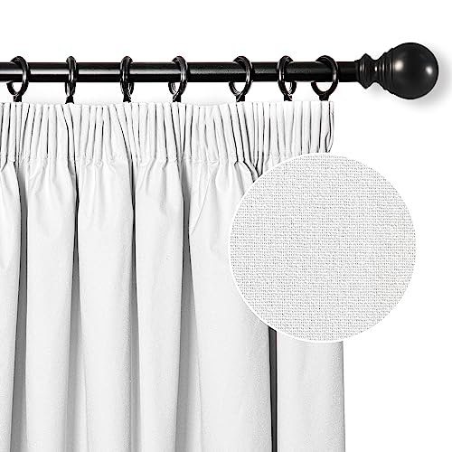 MYSKY HOME Gardinen Verdunkelungsvorhang mit Kräuselband Schlafzimmer Wärmeisolierter 2er-Set Gardine Verdunkelungsvorhänge Durchgängen Beschichtung Sonnenschutz, H200xB140cm, Grau-weiß von MYSKY HOME