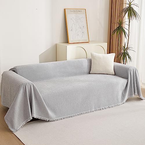 MYSKY HOME Kratzschutz für Sofa, Sofabezug 1/2/3/4 Sitzer, Sofa Überzug Sofaschutz Katze, Sofaüberwurf Couchschutz für Haustiere Haare Kinder Hund Katze Kratzer, sofaüberwürfe 180 * 260cm, Hellgrau von MYSKY HOME