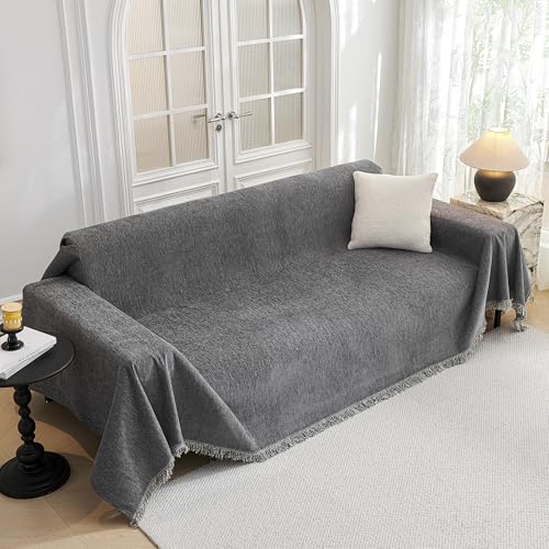 MYSKY HOME Kratzschutz für Sofa, Sofabezug 1/2/3/4 Sitzer, Sofa Überzug Sofaschutz Katze, Sofaüberwurf Couchschutz für Haustiere Haare Kinder Hund Katze Kratzer, sofaüberwürfe 180 * 300cm, Dunkelgrau von MYSKY HOME