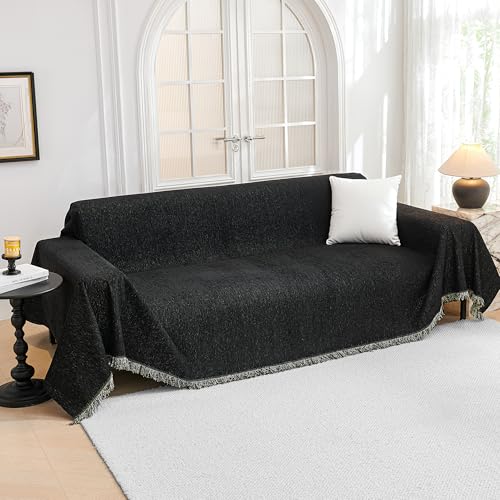 MYSKY HOME Kratzschutz für Sofa, Sofabezug 1/2/3/4 Sitzer, Sofa Überzug Sofaschutz Katze, Sofaüberwurf Couchschutz für Haustiere Haare Kinder Hund Katze Kratzer, sofaüberwürfe 180 * 260cm, Schwarz von MYSKY HOME