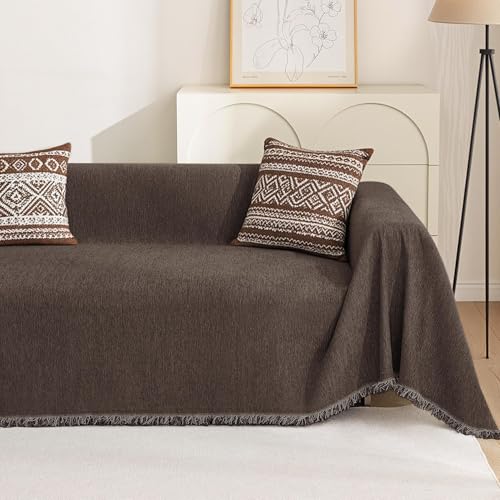 MYSKY HOME Sofabezug 1/2/3/4 Sitzer, Sofa Überzug Sofaschutz Katze, Sofaüberwurf Couchschutz für Haustiere Haare Kinder Hund Katze Kratzer, sofaüberwürfe 230 * 300cm, Dunkle Schokolade von MYSKY HOME