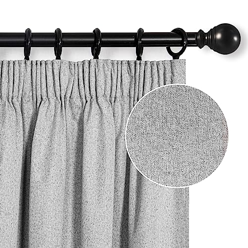 MYSKY HOME Vorhänge Blickdicht Kräuselband Gardinen Schlafzimmer Thermovorhang Kälteschutz Verdunkelung, Höhe 200 x Breite 140cm, Hellgrau, 2er-Set von MYSKY HOME