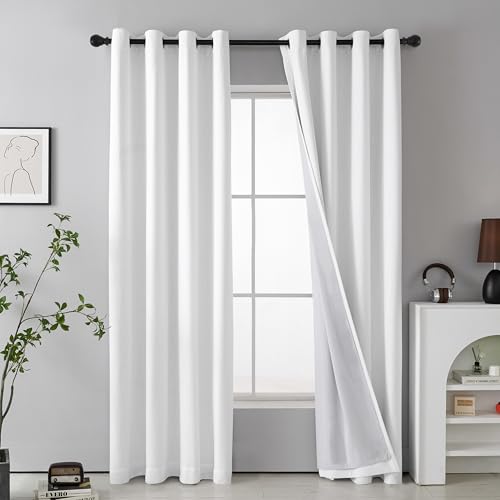MYSKY HOME Vorhang 100% Blickdicht Gardinen mit Ösen Verdunklungsvorhänge Leinen-Mischung Thermovorhang Kälteschutz Hitzeschutz vorhänge für Wohnzimmer Schlafzimmer 2er Set H 160 x B 140 cm, Weiß MYSKY HOME Vorhang 100% Blickdicht Gardinen mit Ösen Verdunklungsvorhänge Leinen-Mischung Thermovorhang Kälteschutz Hitzeschutz vorhänge für Wohnzimmer Schlafzimmer 2er Set H 160 x B 140 cm, Weiß von MYSKY HOME