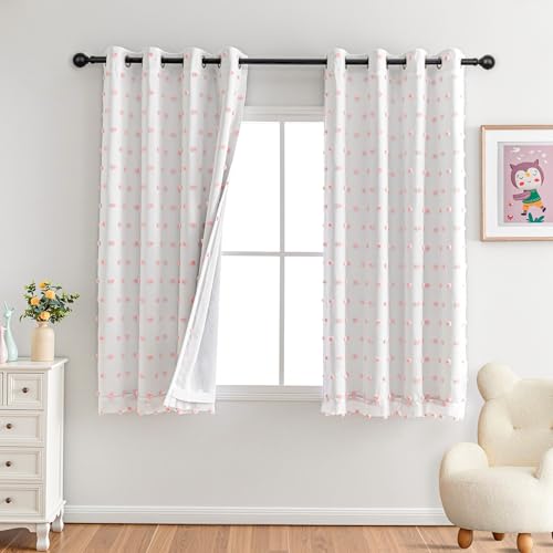 MYSKY HOME Verdunkelungsvorhang Kinderzimmer Gardinen mit Ösen Rosa Bälle Doppellagige Modern Gardine 2er Set Wohnzimmer Vorhang Blickdicht für Mädchen, H 160 x B 140 cm, Rosa von MYSKY HOME