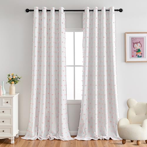 MYSKY HOME Kinderzimmer Gardinen mit Ösen Verdunklungsvorhang Gardine Blickdicht Curtain Junge mit Voile Doppellagige Vorhänge Ösenvorhang 2er Set, H 245 x B 140 cm, Rosa von MYSKY HOME