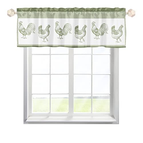 Bistrogardine Scheibengardinen Kurze Fenster Huhn Hahn Henne Farm Tiere Grün Fensterbehandlung Vorhänge Schiebevorhänge kurze Vorhänge Fenstervolant Volant für Fenster Multicolor 137x45cm,2 Stück von MYSLC