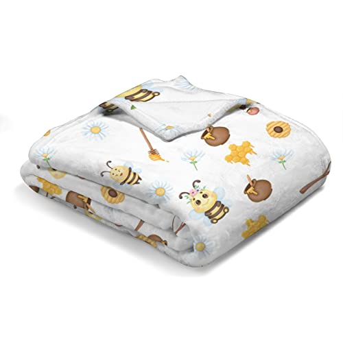 MYSLC Biene Honig Daisy Blumen Süße Tiere Babydecke Unisex Kinder Kuscheldecke Wohndecke Tagesdecke Decke Krabbeldecke Flanell Reisedecke für Baby Kleinkind Mädchen 76x102 cm von MYSLC