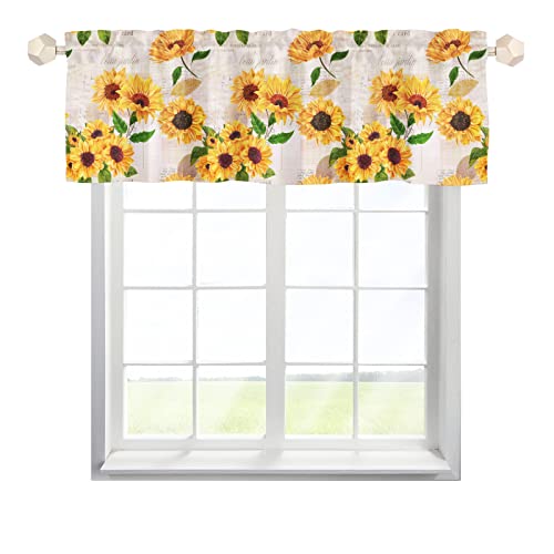 MYSLC Bistrogardine Scheibengardinen Küche Fenster Sonnenblumen Jahrgang Fensterbehandlung Vorhänge Schiebevorhang Kurz Vorhang Fenstervorhang für Küche Schlafzimmer Multicolor 137x45cm,1 Stück von MYSLC