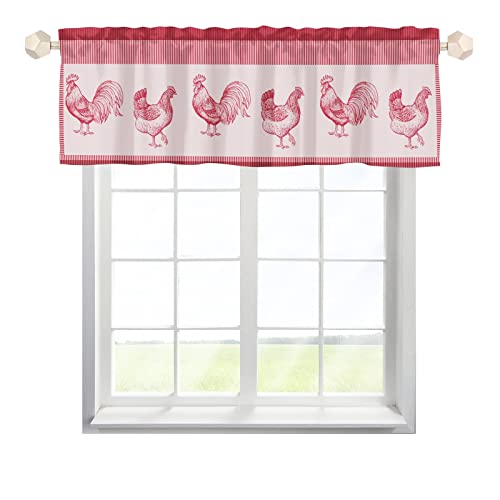 MYSLC Bistrogardine Scheibengardinen Kurze Fenster Roter Hahn Huhn Fensterbehandlung Vorhänge Schiebevorhänge Küche Vorhang Fenstervorhang Volant für Badezimmer Multicolor 137x45cm,2 Stück von MYSLC