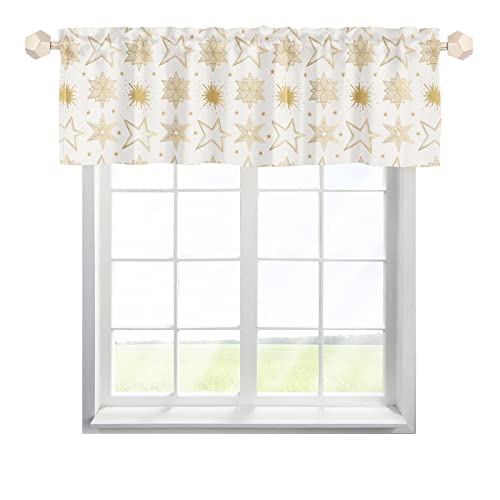 MYSLC Bistrogardine Scheibengardinen Kurze Fenster Weihnachten Sterne Gold Behandlung Vorhänge Schiebevorhang Küche Vorhang Fenster Volant Volant für Fenster Multicolor 137x45cm,2 Stück von MYSLC