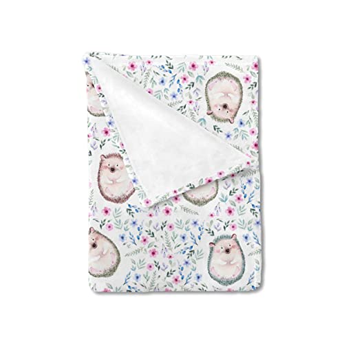 MYSLC Igel Blumen Tiere Babydecke Unisex Kinder Kuscheldecke Wohndecke Tagesdecke Decke Krabbeldecke Flanell Reisedecke für Neugeborene Jungen Mädchen 76x102 cm von MYSLC