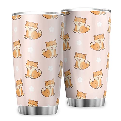 MYSLC Kaffeebecher Reisebecher Shiba Inu Süße Hunde Thermo Becher Edelstahl Doppelwand Isolierung Tasse Becher mit Spritzfestem Deckel Trinkbecher Isolierbecher Multicolor 600ml von MYSLC