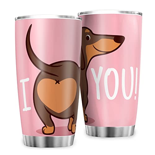 MYSLC Kaffeebecher Reisebecher Süßer Dackel Hund Thermobecher Edelstahl Rostfrei Vakuumisoliert Becher Tassen mit spritzwassergeschütztem Deckel Trinkbecher kaffeetasse Multicolor 600ml von MYSLC